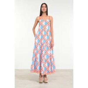 Banjanan Women’s Hazel Diamond Patchwork Cotton Sundress Red/White/Blue Sz Small